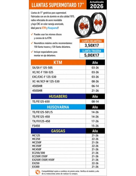 Rims supermotard KTM CNC hubs