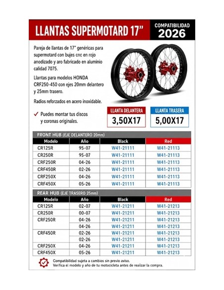 Llantas 17'' con buje CNC para HONDA