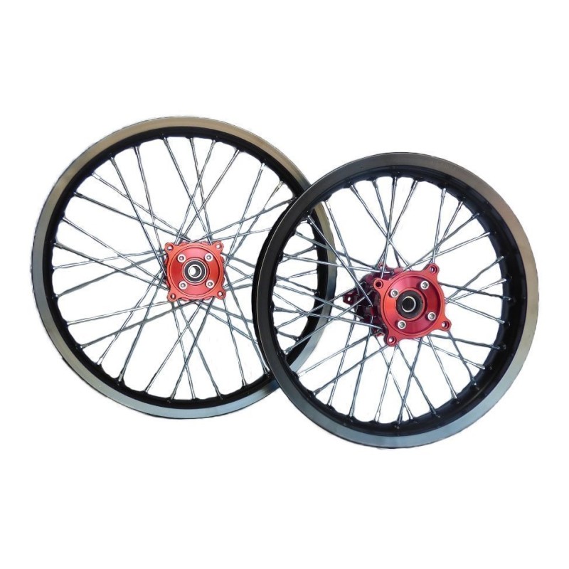 Llantas 17 y 14 con buje cnc rojo 