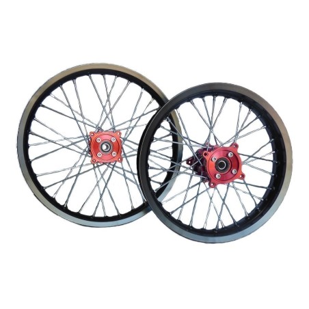 Llantas 17 y 14 con buje cnc rojo 