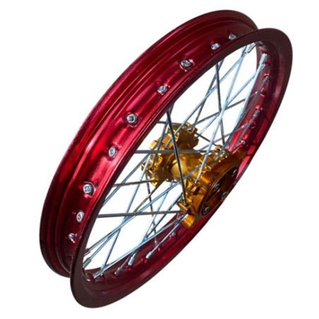 llanta 14" delantera aluminio buje cnc ROJO