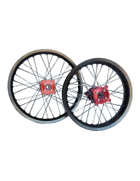 Llantas 17/14 de aluminio con buje CNC rojo