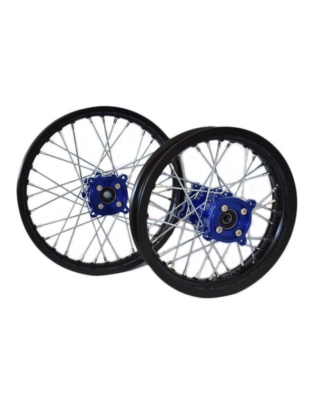 Pareja de llantas 14/12 con buje CNC AZUL
